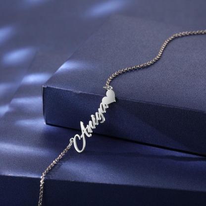 Personalized Gift Customized Letter Nameplate With Heart Custom Made Name Necklace - Personalized Jewel