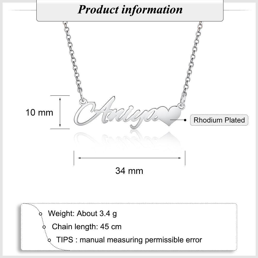 Personalized Gift Customized Letter Nameplate With Heart Custom Made Name Necklace-Personalized Jewels