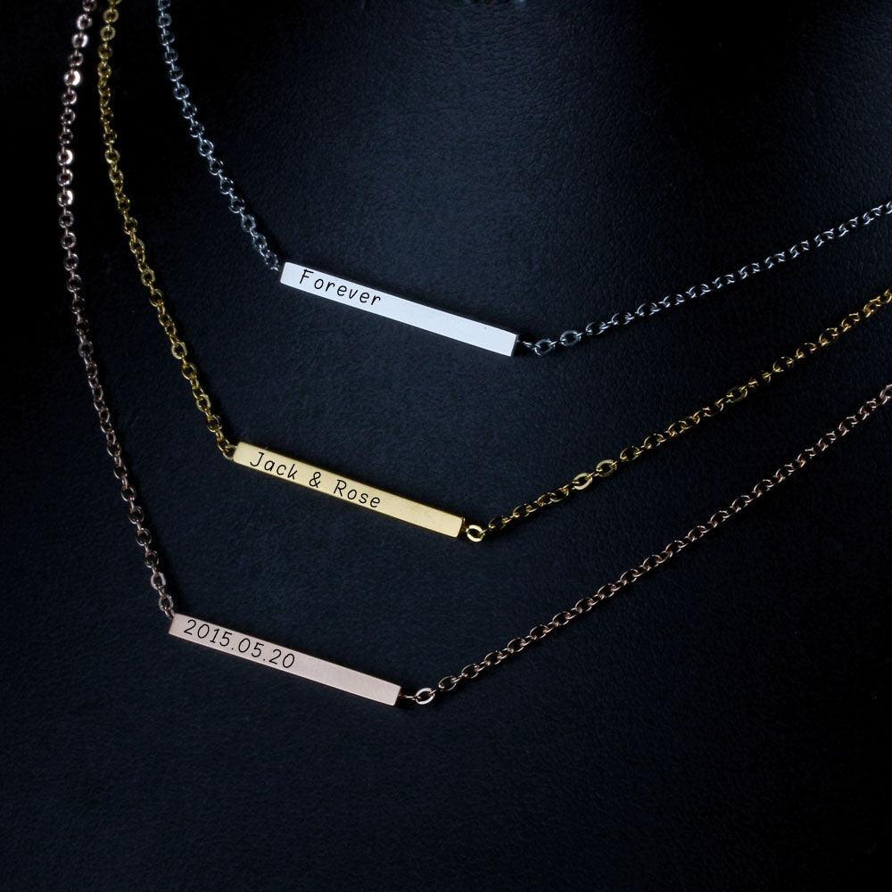 Personalized Gold Color Stainless Steel Necklace Gift for Christmas, Engrave Custom Names - Personalized Jewel