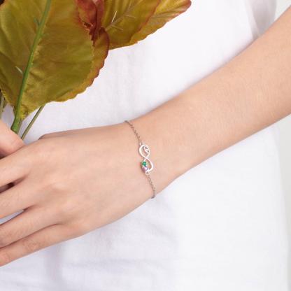 Personalized Heart Chain Infinity Bangle Bracelets With 2 Customized Birthstone Bracelet - Personalized Jewel