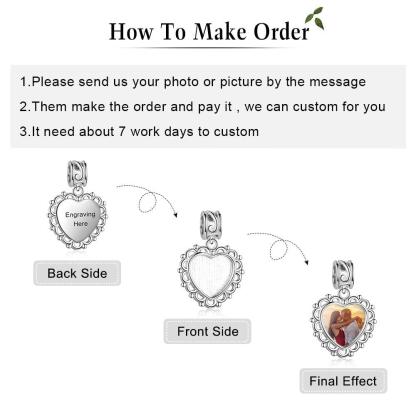 Personalized Heart Charms Beads For Bracelet With Custom Engrave And Photo - Personalized Jewel