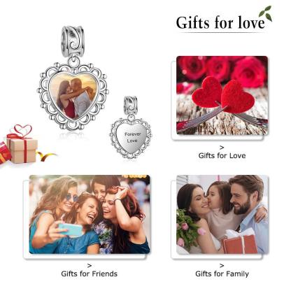 Personalized Heart Charms Beads For Bracelet With Custom Engrave And Photo - Personalized Jewel