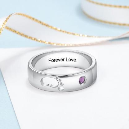 Personalized Hollow Baby Footprint Ring Solid Engagement Ring - Personalized Jewel
