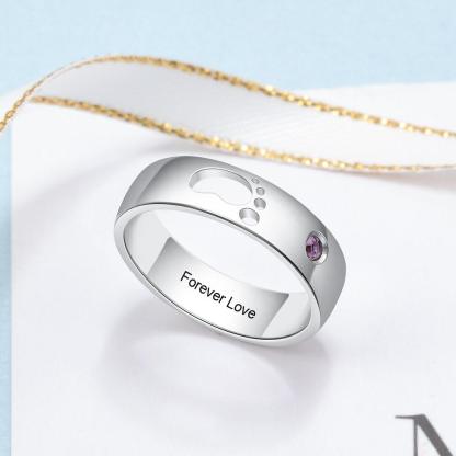 Personalized Hollow Baby Footprint Ring Solid Engagement Ring - Personalized Jewel