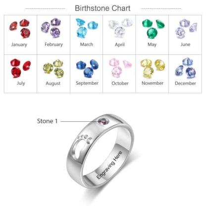 Personalized Hollow Baby Footprint Ring Solid Engagement Ring - Personalized Jewel