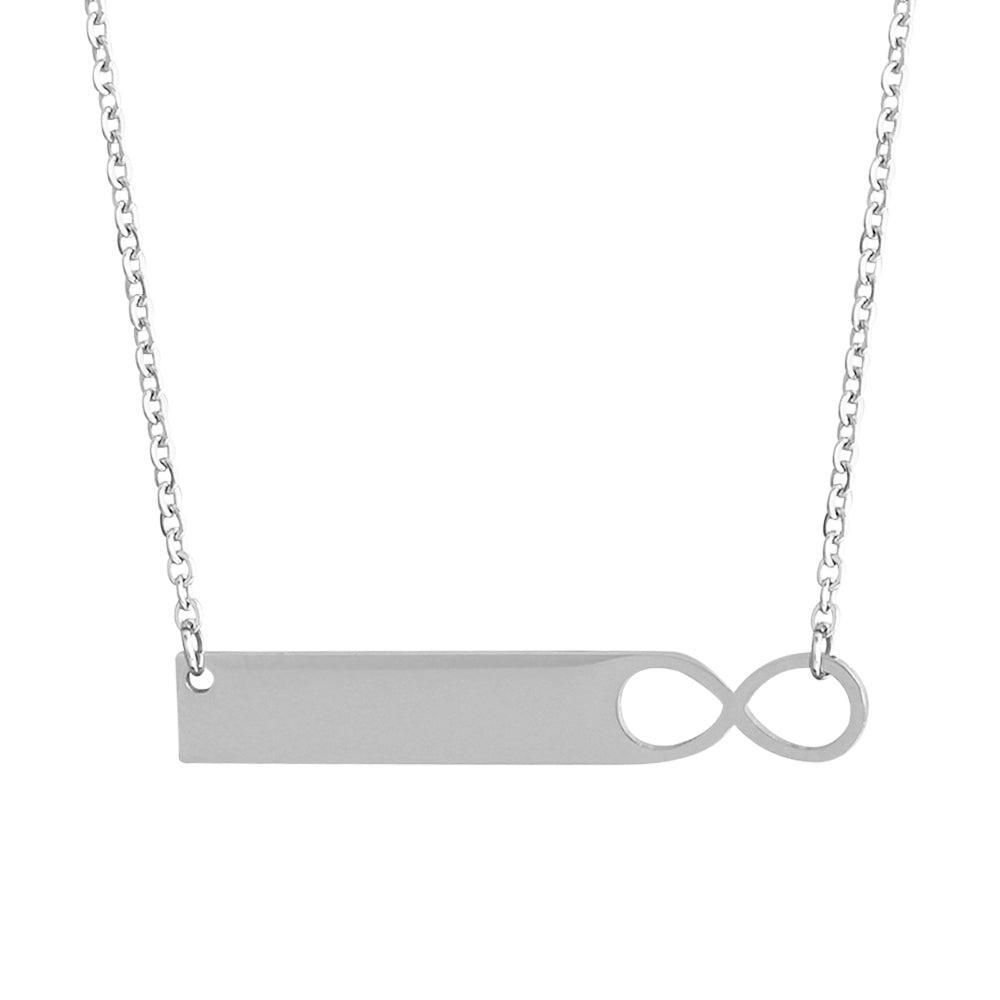 Personalized Infinity Custom Name Bar Necklace with Engrave Name Pendant for Women - Personalized Jewel