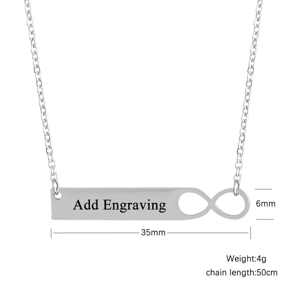 Personalized Infinity Custom Name Bar Necklace with Engrave Name Pendant for Women - Personalized Jewel