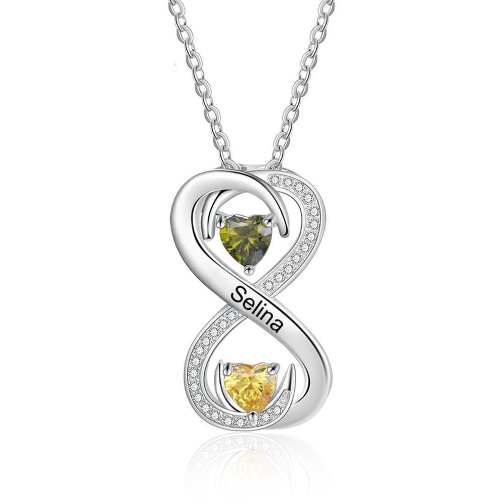 Personalized Infinity Necklace for Women, Two Birthstones Customized Necklace for Women - Personalized Jewel