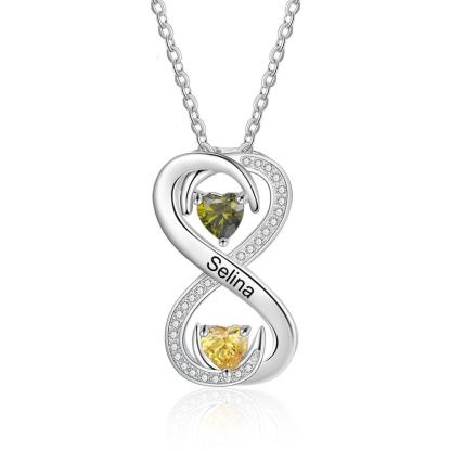 Personalized Infinity Necklace for Women, Two Birthstones Customized Necklace for Women - Personalized Jewel
