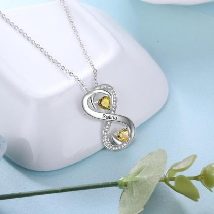 Personalized Infinity Necklace for Women, Two Birthstones Customized Necklace for Women - Personalized Jewel