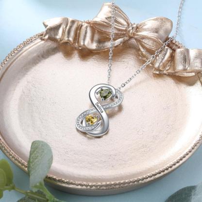Personalized Infinity Necklace for Women, Two Birthstones Customized Necklace for Women - Personalized Jewel