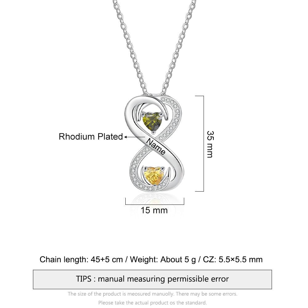 Personalized Infinity Necklace for Women, Two Birthstones Customized Necklace for Women - Personalized Jewel