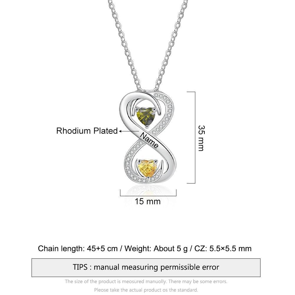 Personalized Infinity Necklace for Women, Two Birthstones Customized Necklace for Women - Personalized Jewel