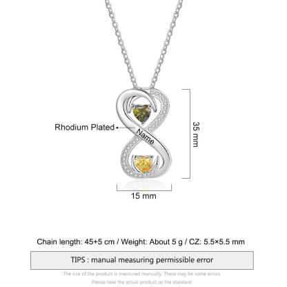 Personalized Infinity Necklace for Women, Two Birthstones Customized Necklace for Women - Personalized Jewel