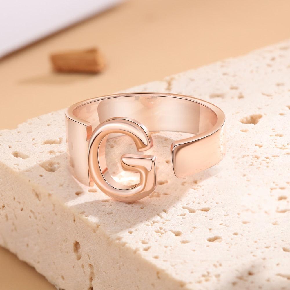 Personalized Initial Letter Ring for Women- Custom 26 Letter Copper Ring-Personalized Jewels