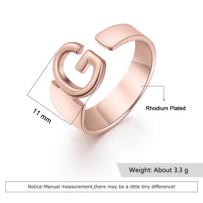 Personalized Initial Letter Ring for Women- Custom 26 Letter Copper Ring-Personalized Jewels