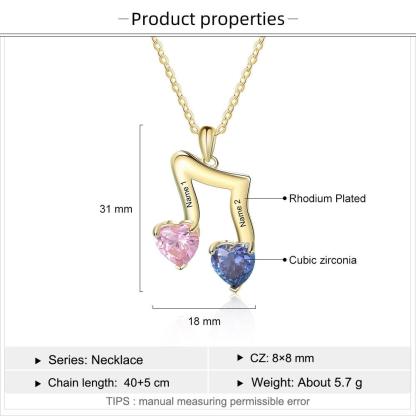 Personalized Jewelry for Women - Musical Note Engraved Birthstone for Women - Customized Jewelry for Women - Personalized Jewel