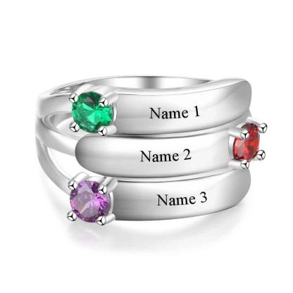 Personalized Jewelry for Women - Three Engraved Names Jewelry - Sterling Silver Promise Ring for Women - Personalized Jewel