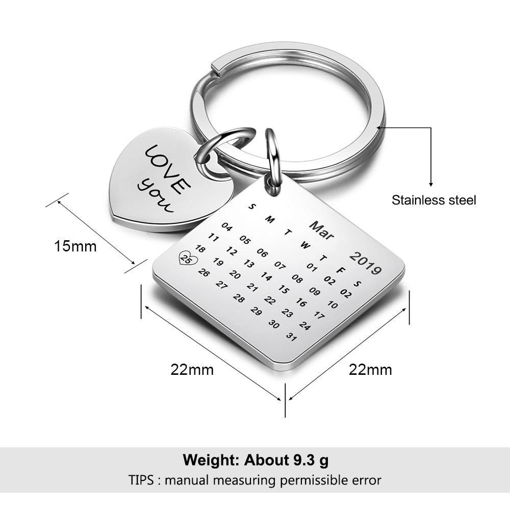 Personalized Keychain Custom Charm With Personal Message And Date Of Birth Engraving-Personalized Jewels