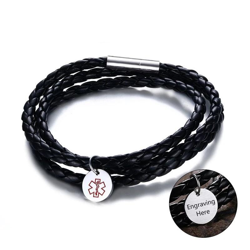 Personalized Leather Bracelet - PU Leather Vintage Style Braided Band - Personalized Jewel