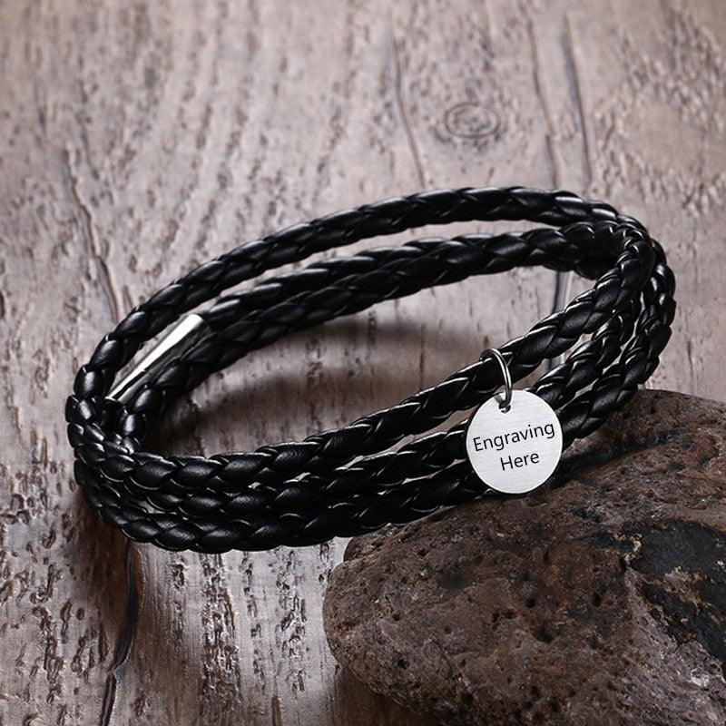 Personalized Leather Bracelet - PU Leather Vintage Style Braided Band - Personalized Jewel