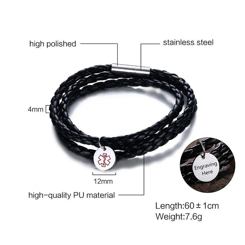 Personalized Leather Bracelet - PU Leather Vintage Style Braided Band - Personalized Jewel