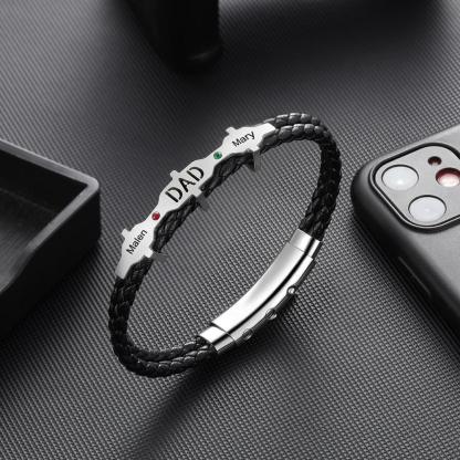 Personalized Leather Engraved Bracelet for Men Trendy Personalized Black Bracelet for Men - Personalized Jewel