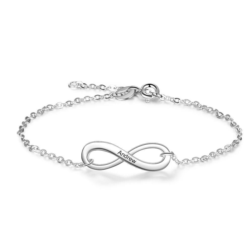 Personalized Link Chain Infinity Bracelets with Customized Name, Anniversary Gift Jewelry-Personalized Jewels