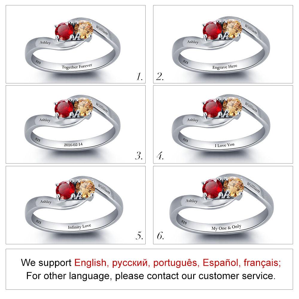 Personalized Love Promise Rings - Engraved Two Layer Names & Birthstone, Elegant Jewelry for Women - Classic On-Trend Jewelry Collection For Women Of All Ages - Personalized Jewel