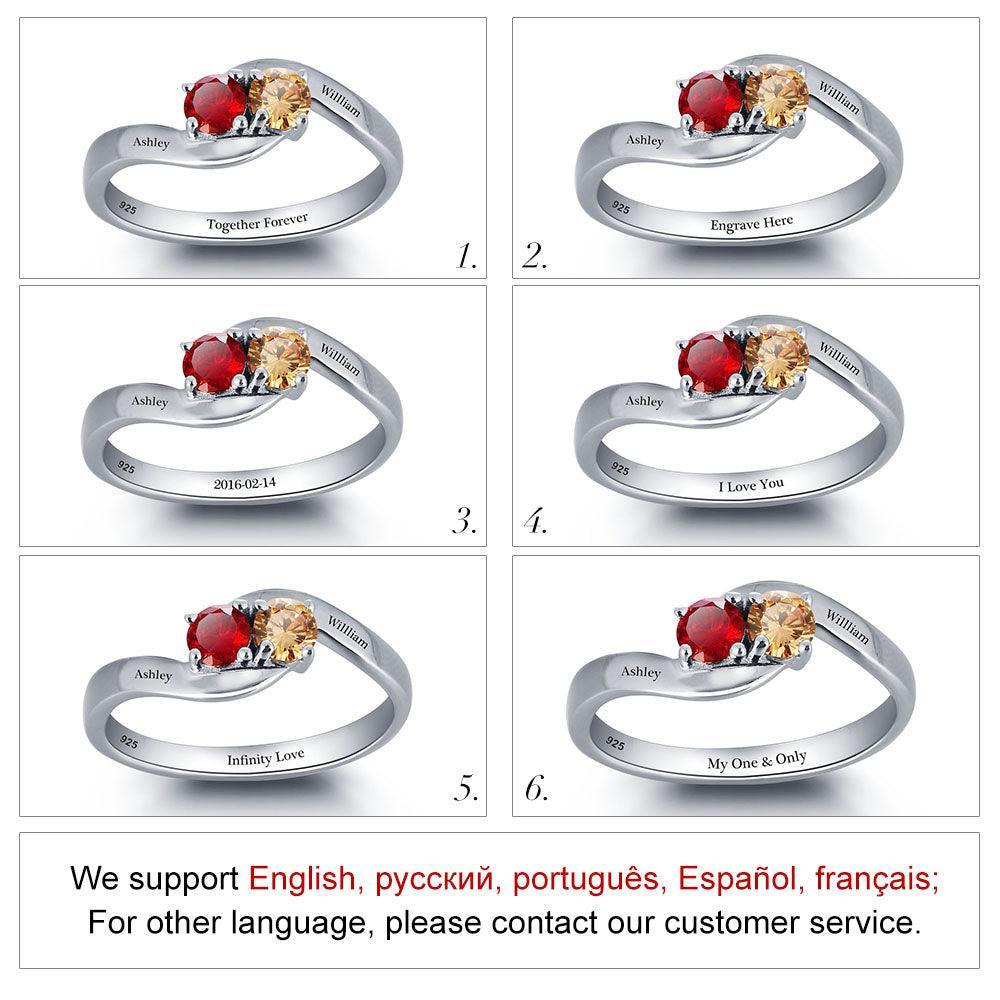 Personalized Love Promise Rings - Engraved Two Layer Names & Birthstone, Elegant Jewelry for Women - Classic On-Trend Jewelry Collection For Women Of All Ages - Personalized Jewel