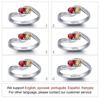 Personalized Love Promise Rings - Engraved Two Layer Names & Birthstone, Elegant Jewelry for Women - Classic On-Trend Jewelry Collection For Women Of All Ages - Personalized Jewel