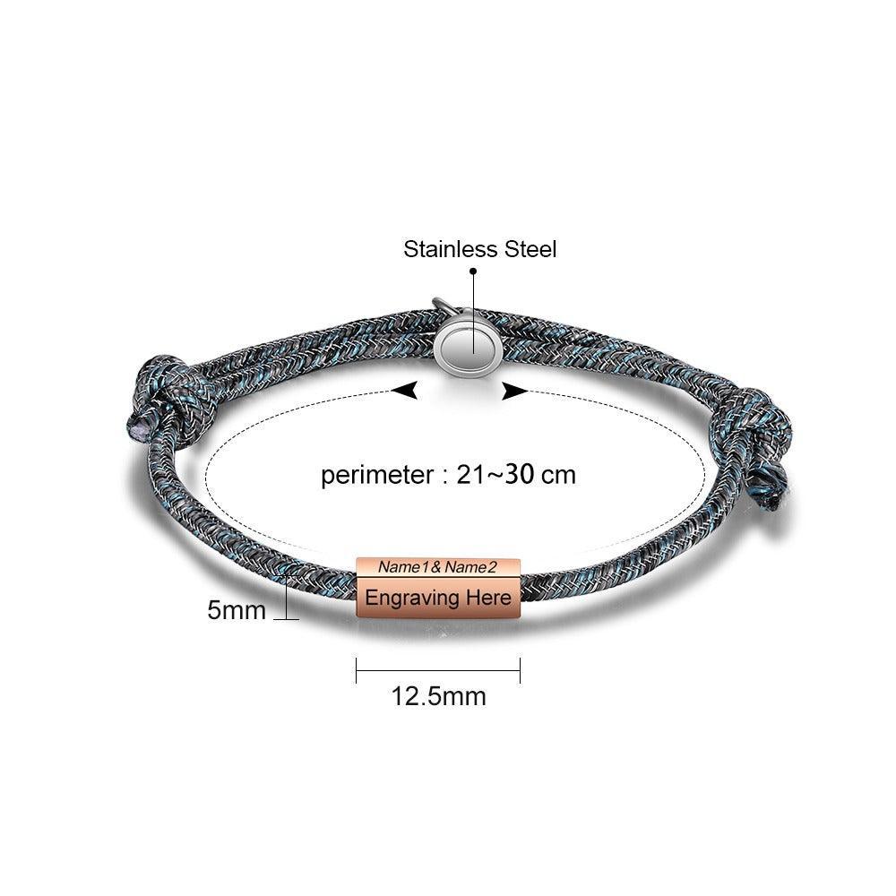 Personalized Magnetic Couples Rope Bracelet-Personalized Jewels