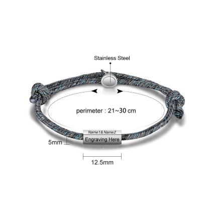Personalized Magnetic Couples Rope Bracelet-Personalized Jewels