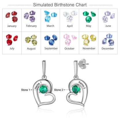 Personalized Name And Birthstone Engraved Drop Earring - Personalized Jewel