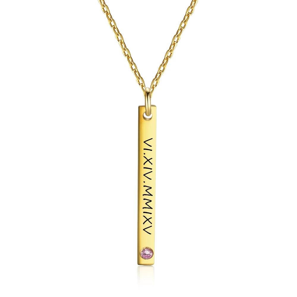 Personalized Name & Birthstone Necklace for Women, Custom Engraved Pendant-Personalized Jewels