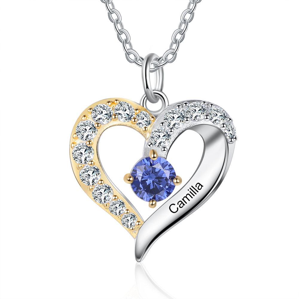Personalized One Custom Name And Birthstone Pendant Necklace - Personalized Jewel