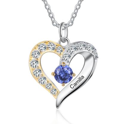 Personalized One Custom Name And Birthstone Pendant Necklace - Personalized Jewel