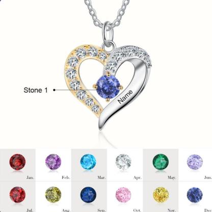 Personalized Name & Birthstone Pendant Necklace - Personalized Jewel