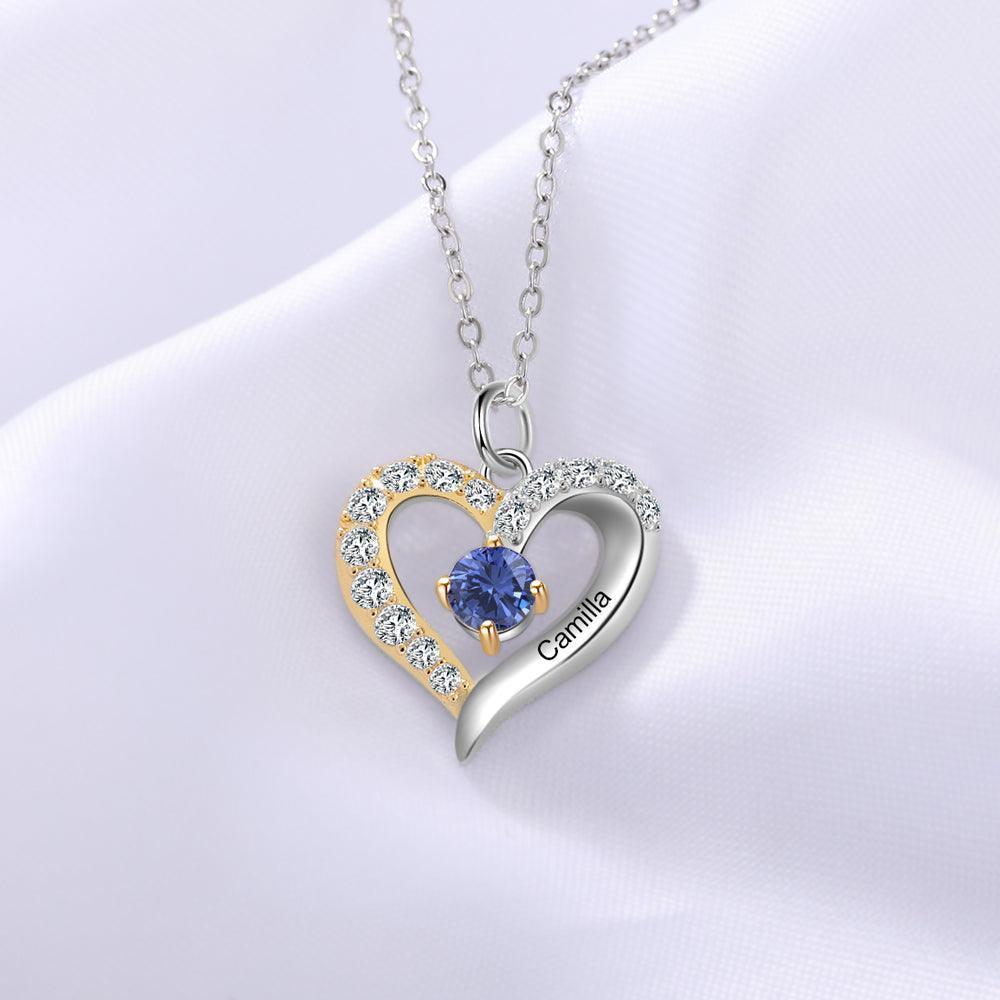Personalized One Custom Name And Birthstone Pendant Necklace - Personalized Jewel
