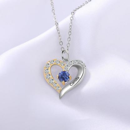 Personalized One Custom Name And Birthstone Pendant Necklace - Personalized Jewel