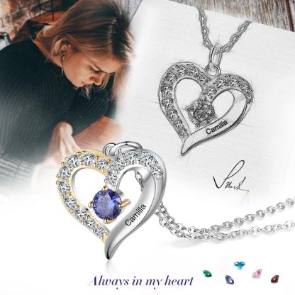 Personalized One Custom Name And Birthstone Pendant Necklace - Personalized Jewel