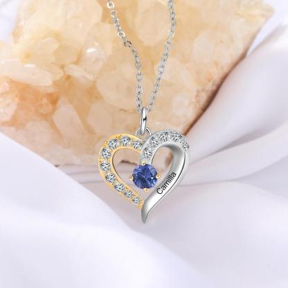 Personalized One Custom Name And Birthstone Pendant Necklace - Personalized Jewel
