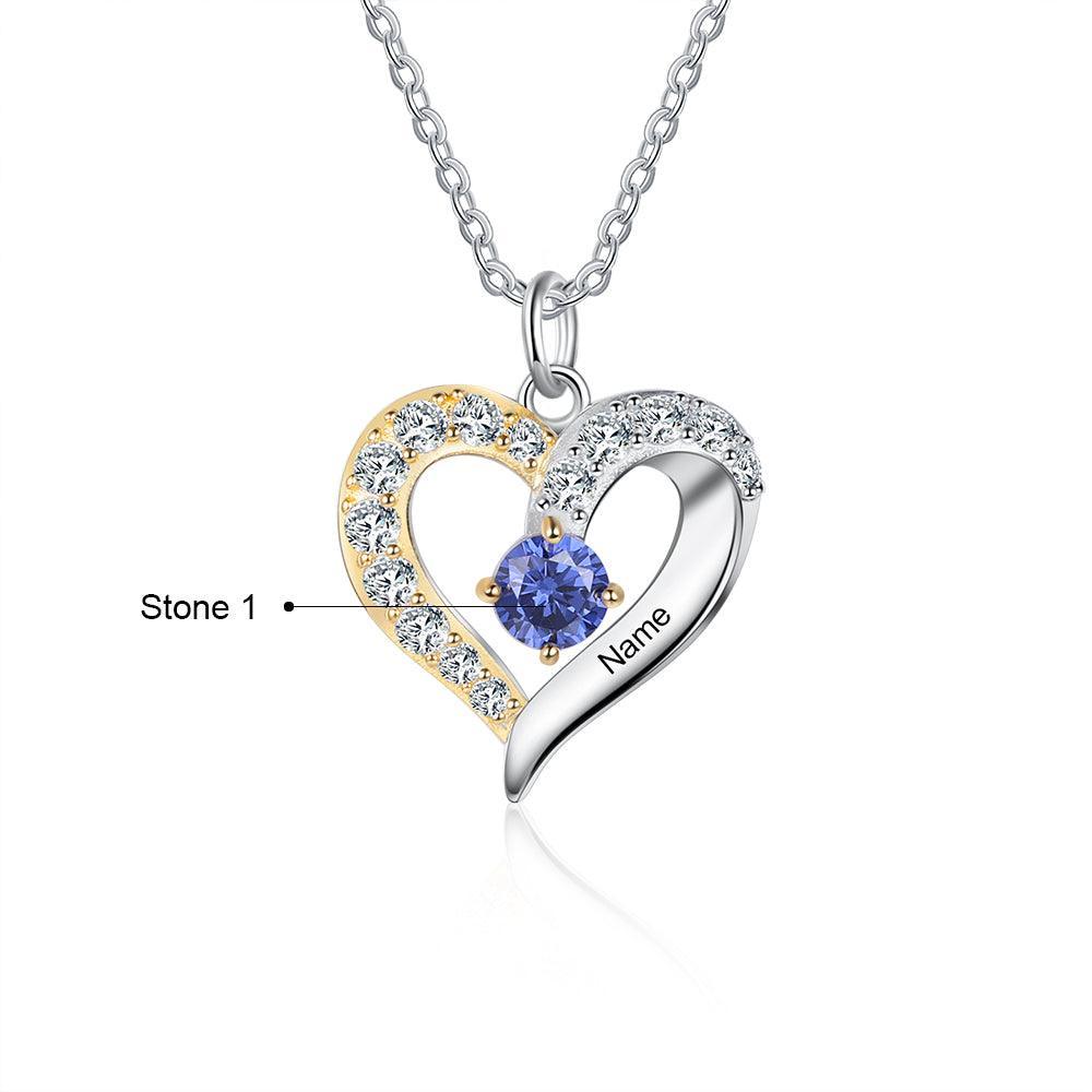 Personalized One Custom Name And Birthstone Pendant Necklace - Personalized Jewel