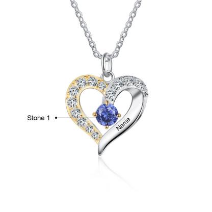 Personalized One Custom Name And Birthstone Pendant Necklace - Personalized Jewel