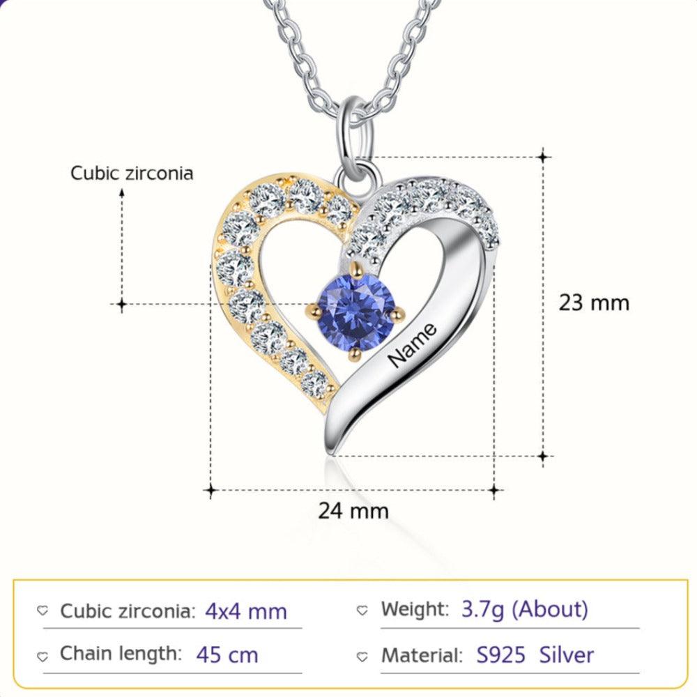 Personalized Name & Birthstone Pendant Necklace - Personalized Jewel