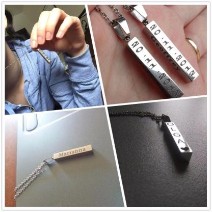 Personalized Name Date Necklace Engravable Vertical Bar Pendant - Personalized Jewel