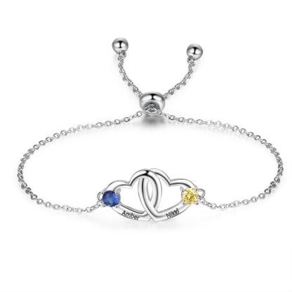 Personalized Name Engraved Birthstone Bracelet - Personalized Jewel