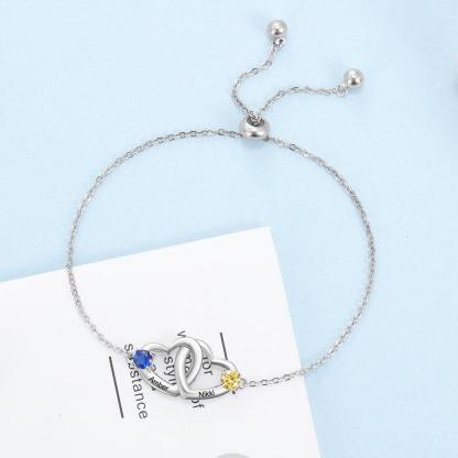 Personalized Name Engraved Birthstone Bracelet - Personalized Jewel