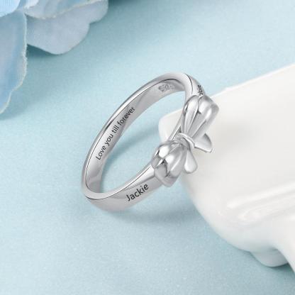 Personalized Name Engraved Bowknot Rings-Personalized Jewels