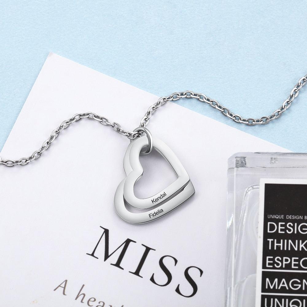 Personalized Necklace With Custom 2 Names Engraved - Personalized Jewel